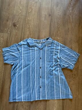 Tommy Bahama Blue/white Striped Short-Sleeve button up